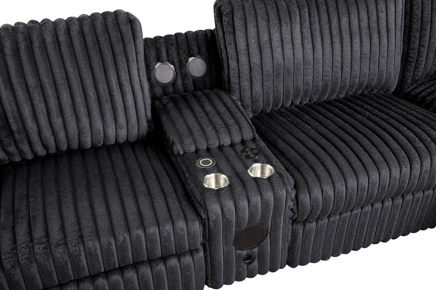 Amelia Onyx Power Reclining Sectional (w/ Bluetooth Speakers)
