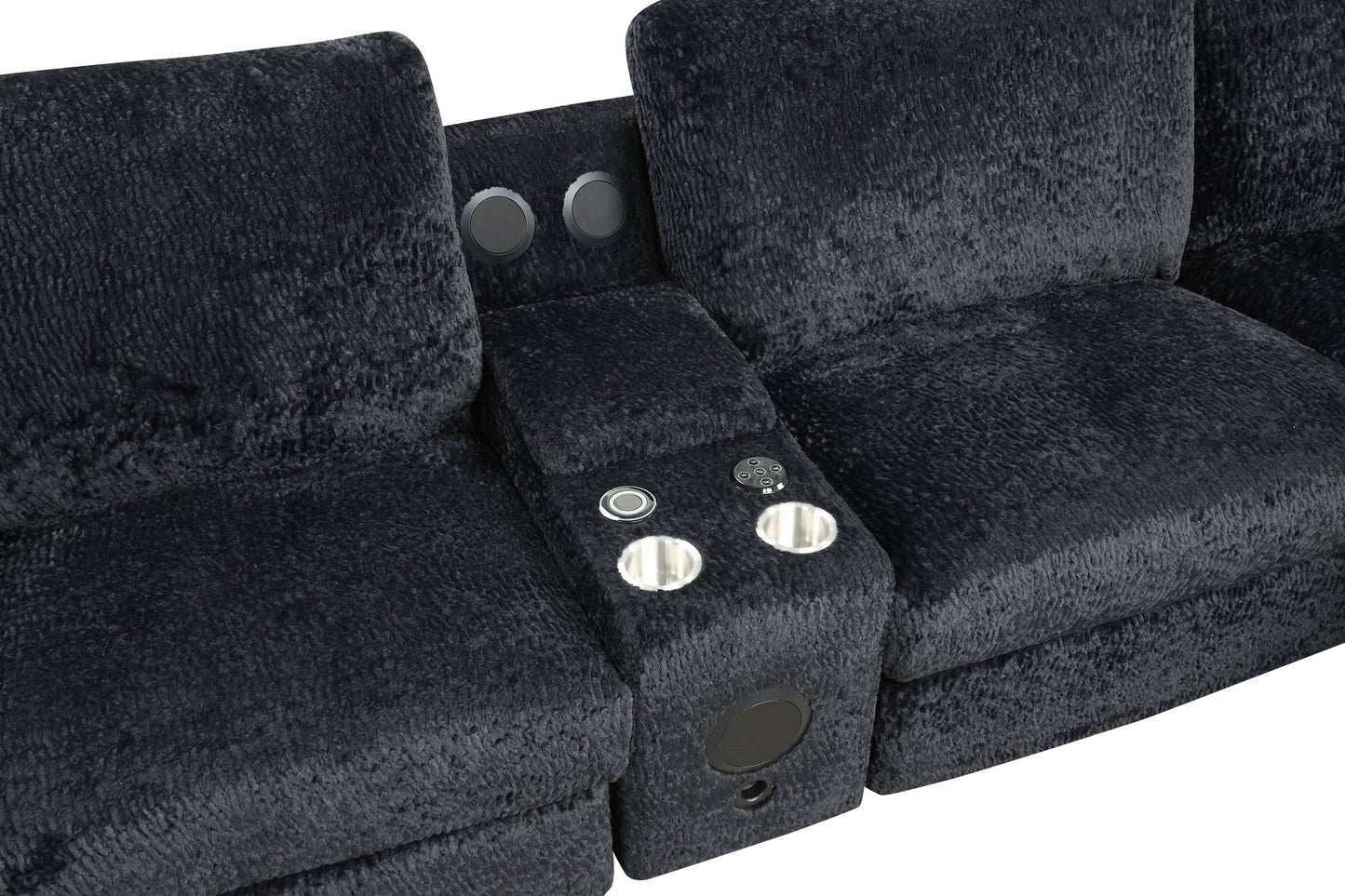 Amelia Black Power Reclining Sectional (w/ Bluetooth Speakers) **NEW ARRIVAL**