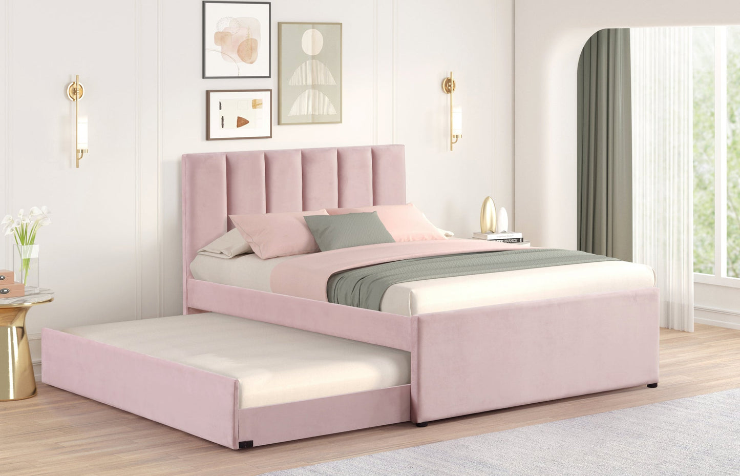 MAYA - Pink Twin, Full Platform Bed w/ Trundle **NEW ARRIVAL**