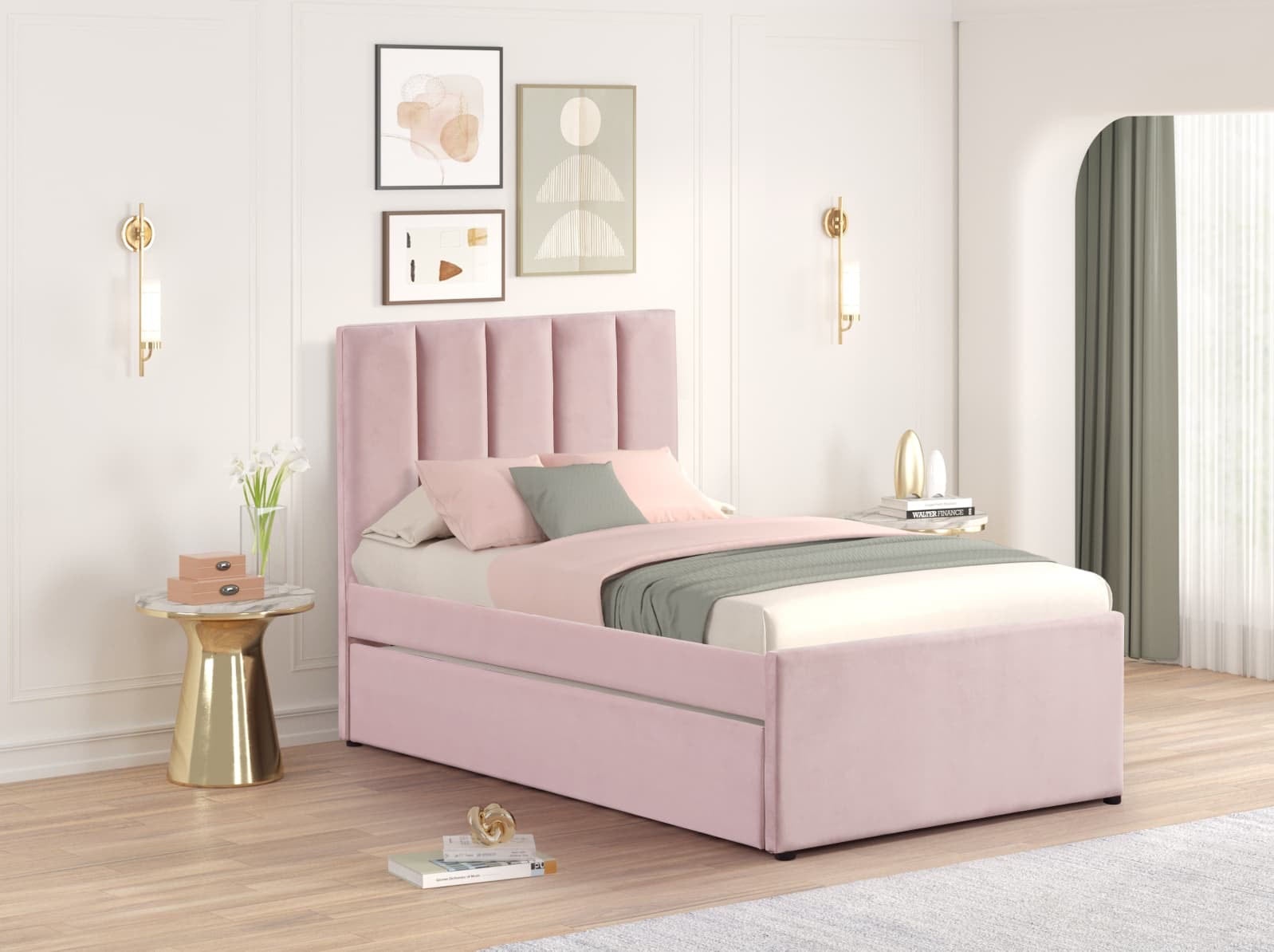 MAYA - Pink Twin, Full Platform Bed w/ Trundle **NEW ARRIVAL**