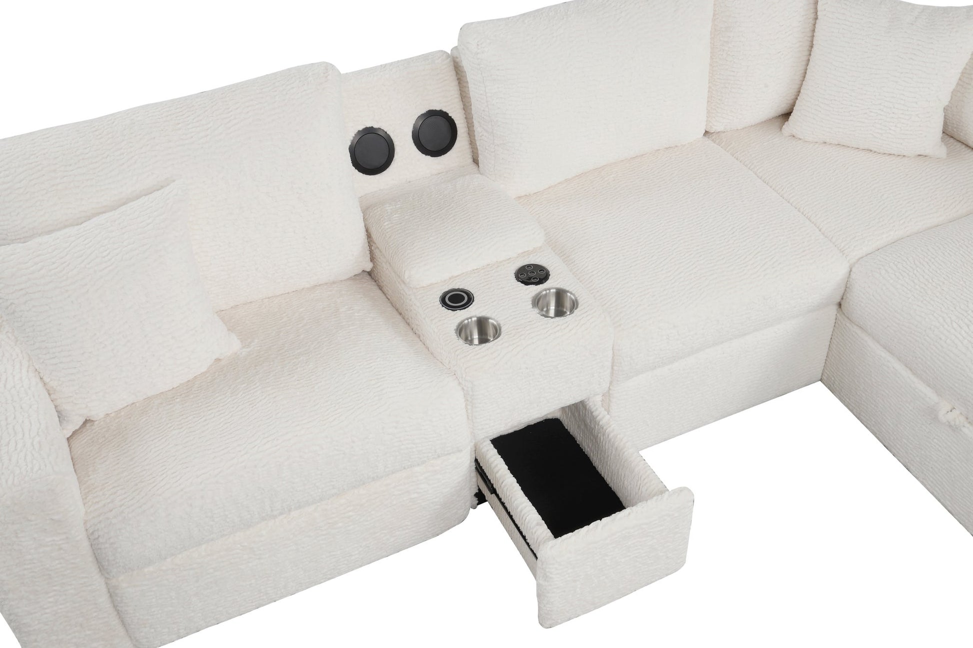 Hunter White Sectional (W/ Bluetooth Speaker & Pull-Out Bed)