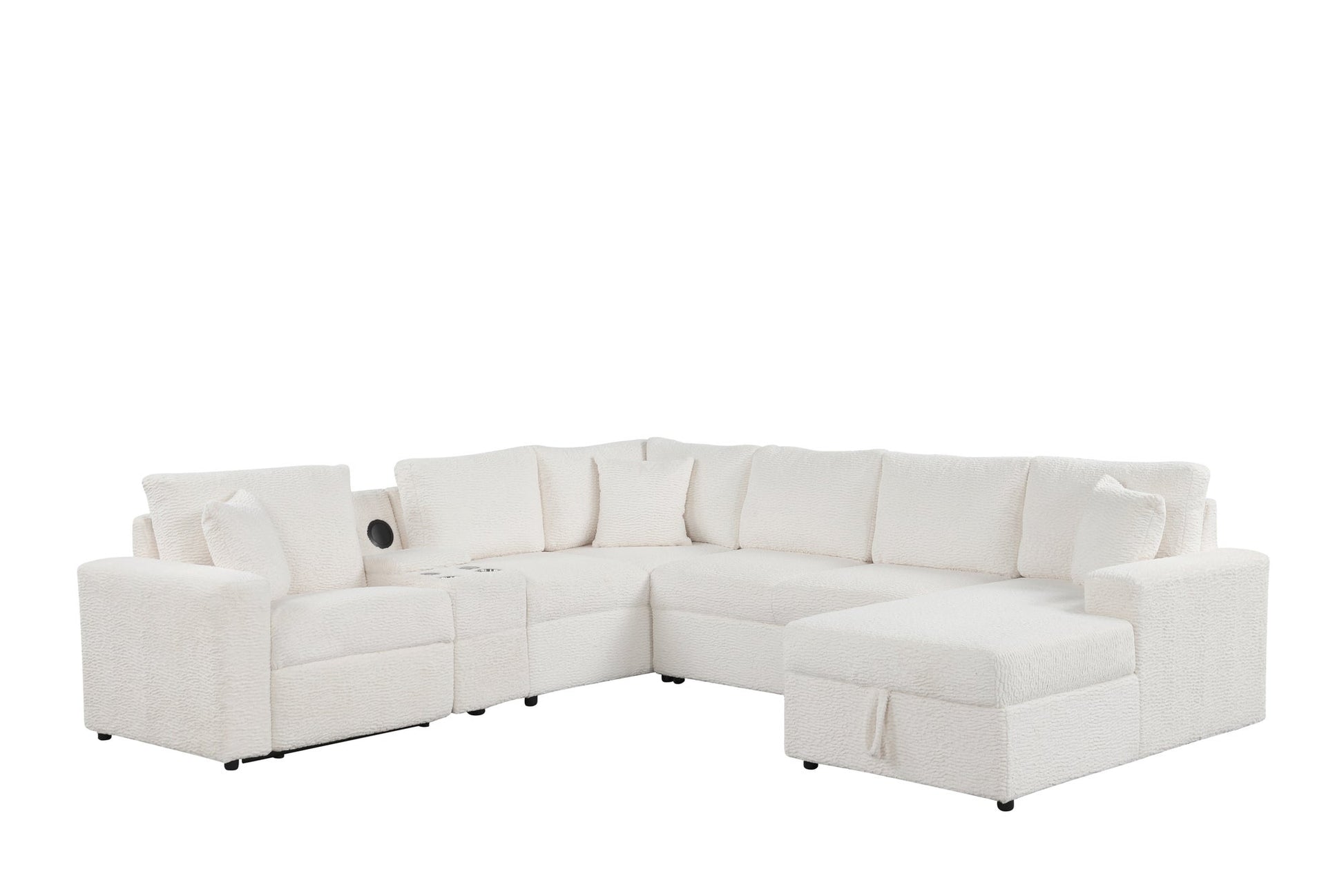 Hunter White Sectional (W/ Bluetooth Speaker & Pull-Out Bed)