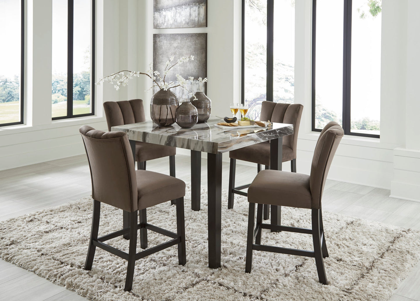 Ashley D581-13 Pub Table & 4 Chairs Set