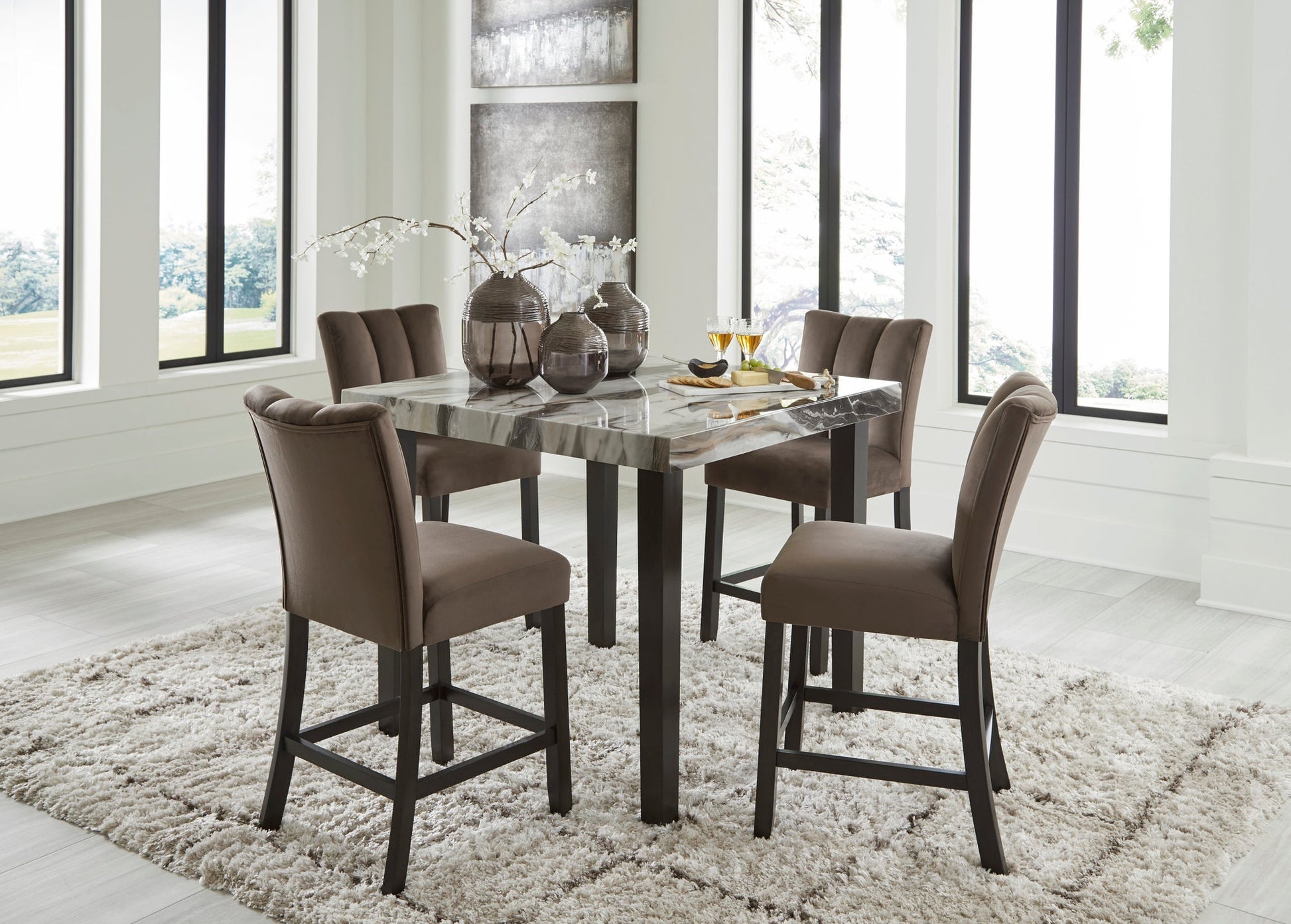 Ashley D581-13 Pub Table & 4 Chairs Set