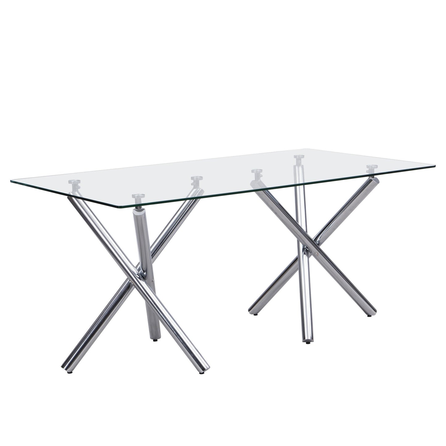 D201 White - Glass Table + 6 Chairs **NEW ARRIVAL**