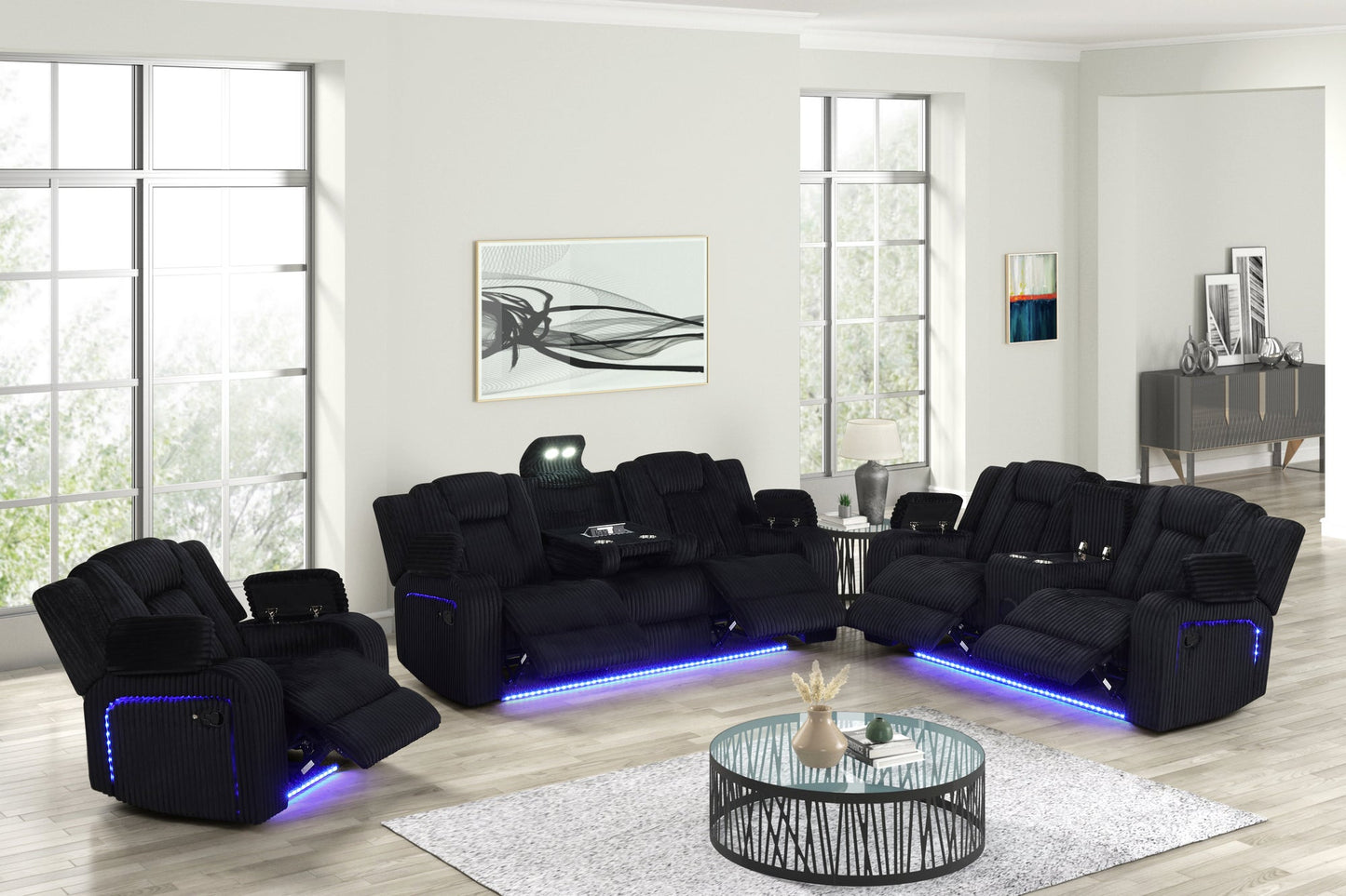 Hulk10 Black - 3PC Reclining Set **NEW ARRIVAL**