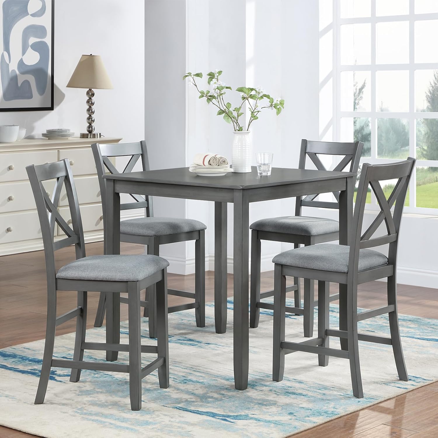 Tahoe - Grey - Pub Table + 4 Chairs (ETA 7/10)